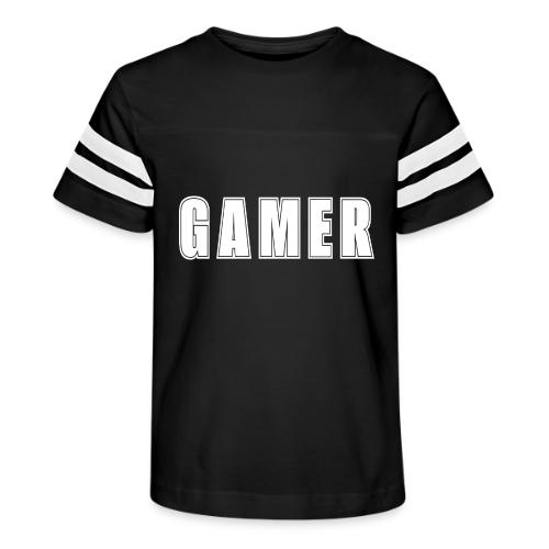 Gamer Collegiate White Text Design - Kid's Football Tee