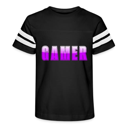 Gamer Purple Glossy Collegiate Design - Kid's Football Tee