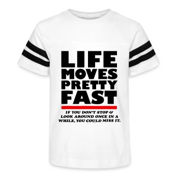 Ferris Bueller Life Moves Pretty Fast - Kid's Football Tee -  - Front