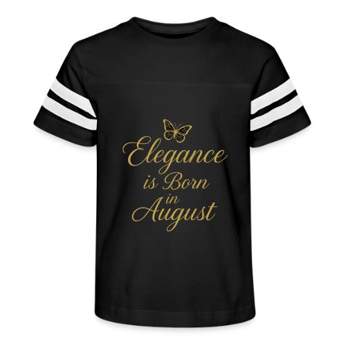 Elegance Is Born in August | Gold Butterfly - Kid's Football Tee