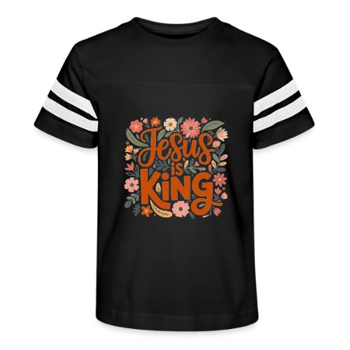 Jesus Is King – Floral Christian Typography Design - Kid's Football Tee