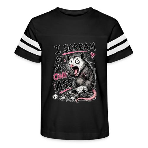 Funny Opossum Screaming Graphic Tee - Kid's Football Tee