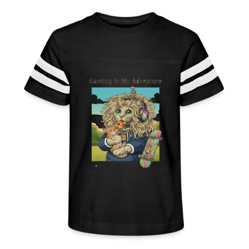 Gaming Cat Adventure: Pizza & Skates - Kid's Football Tee