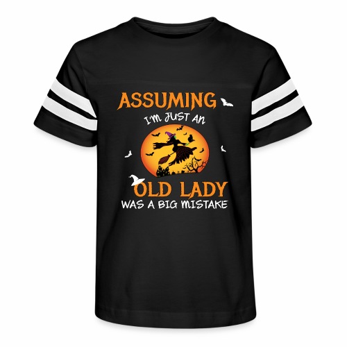 Old Lady Witch Broomstick Black Cat Bats Spider. - Kid's Football Tee