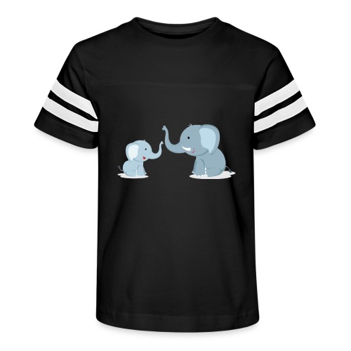 Father and Baby Son Elephant - Kid's Vintage Sports T-Shirt