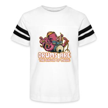 Drummer Drums Music Drum Set Drumming - Kid's Football Tee - black/white - Front