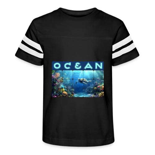 Ocean: Turtle Drift - Kid's Football Tee