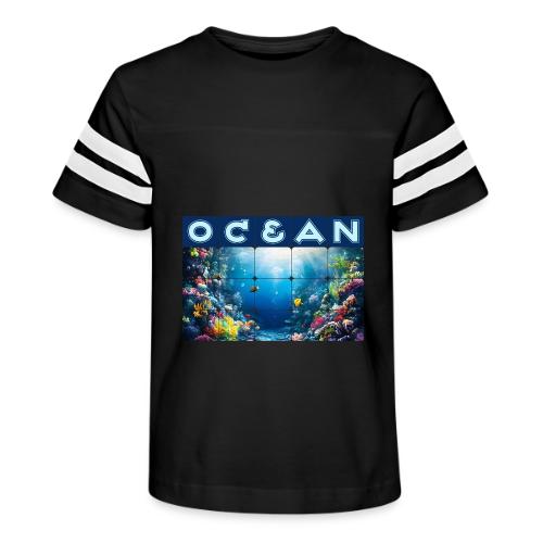Ocean: Neon Reef Glow - Kid's Football Tee