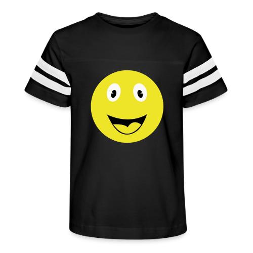 Yellow Happy Face Print - Kid's Football Tee