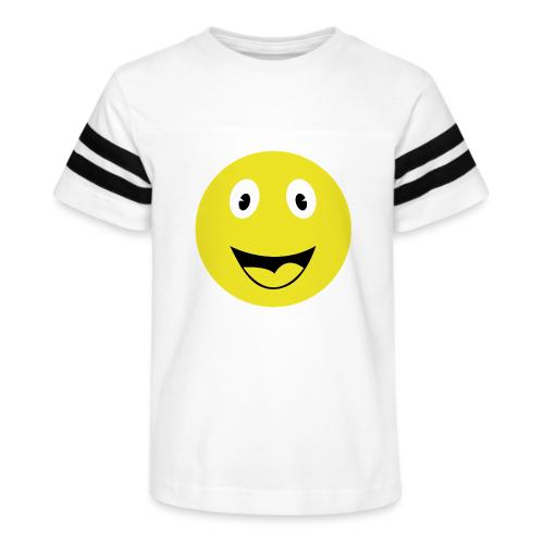Yellow Happy Face Print - Kid's Football Tee