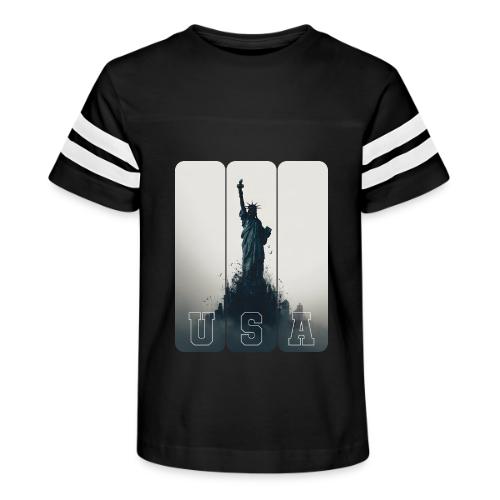 USA: Liberty Rising Over Manhattan - Kid's Football Tee