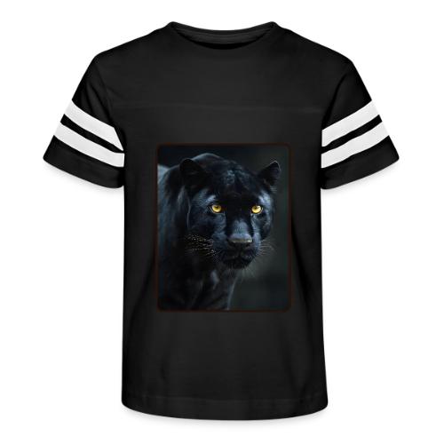 Black Panther Glowing Eyes Design - Kid's Football Tee