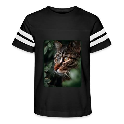 Tabby Cat Jungle Eyes Design - Kid's Football Tee
