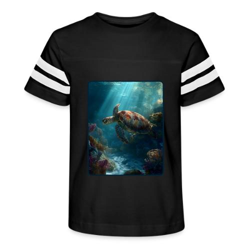 Sea Turtle Coral Reef Design - Kid's Football Tee