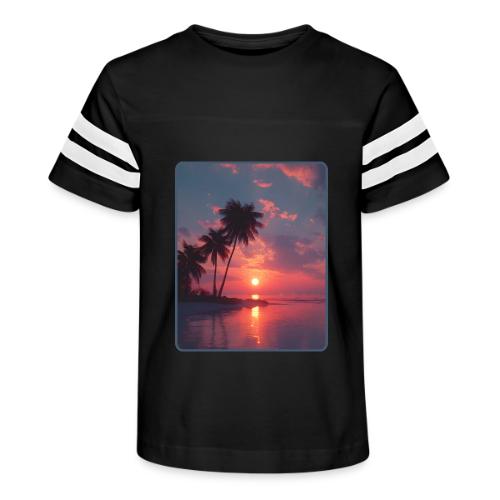 Tropical Sunset Ocean Reflection Design - Kid's Football Tee