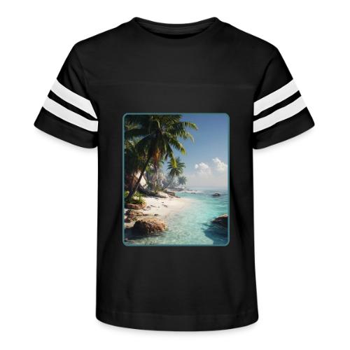 Tropical Beach Paradise Palm Design - Kid's Football Tee