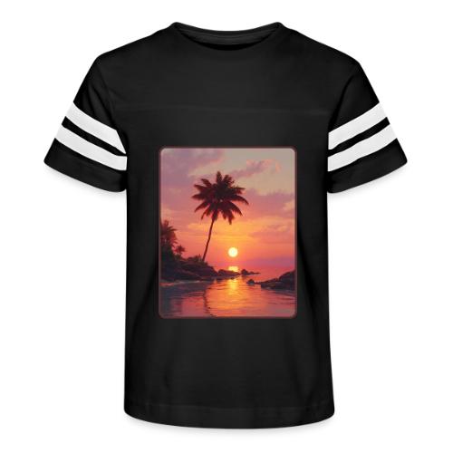 Tropical Beach Sunset Palm Design - Kid's Football Tee