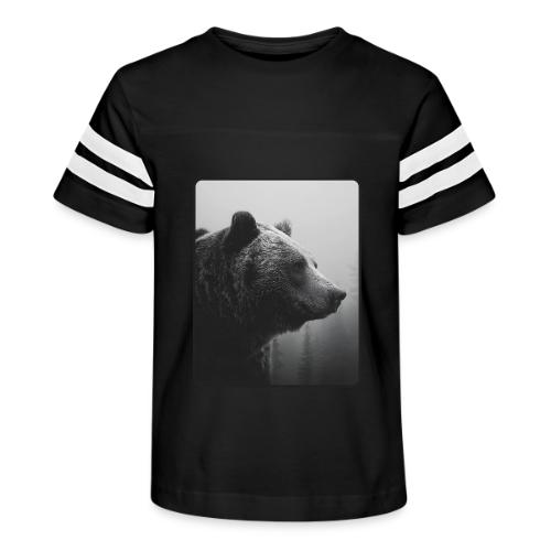 Grizzly Bear Black White Portrait Design - Kid's Football Tee