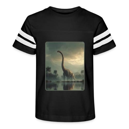 Brachiosaurus Misty Lake Design - Kid's Football Tee