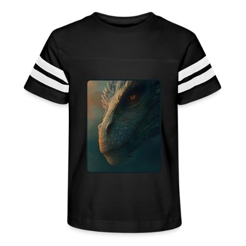 Golden Eye Dragon Close-Up Design - Kid's Football Tee