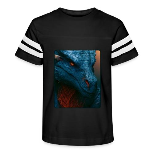 Turquoise Dragon Fire Eye Design - Kid's Football Tee
