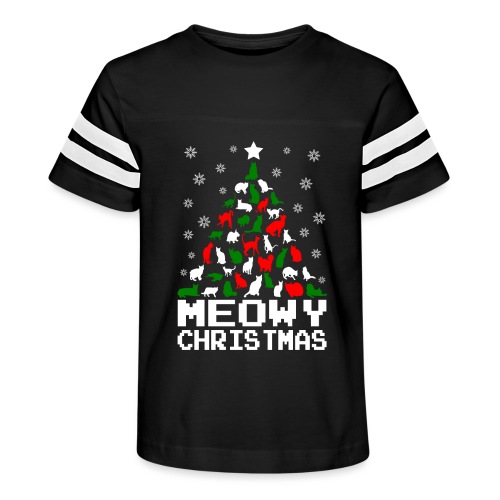 Meowy Christmas Cat Tree Ugly - Kid's Football Tee