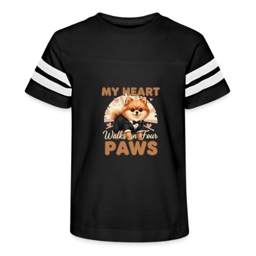 My Heart Walks on Four Paws – Pomeranian tee - Kid's Football Tee
