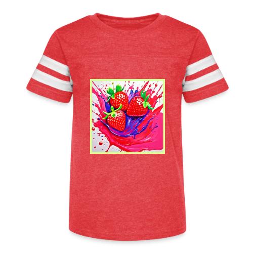 Vibrant Strawberry Splash - Kid's Football Tee