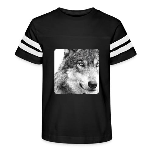 Wolf Face Triptych: Silent Alpha - Kid's Football Tee