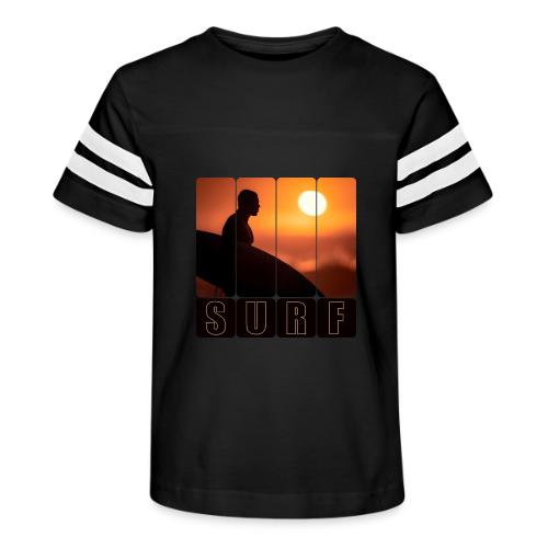 Surfing: Sunset Surf Panels - Kid's Football Tee