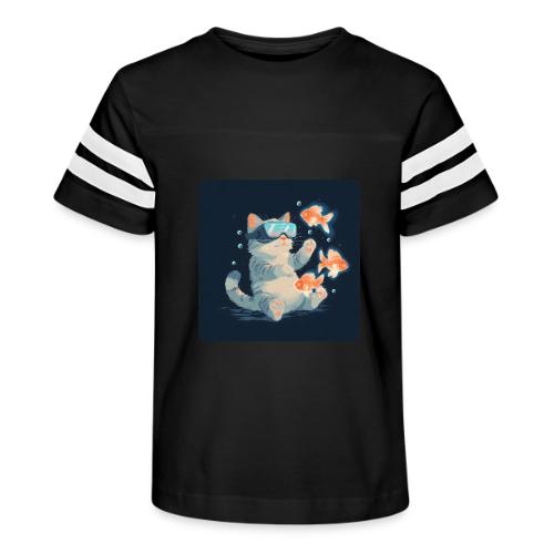 Cat: VR Fish Chase - Kid's Football Tee