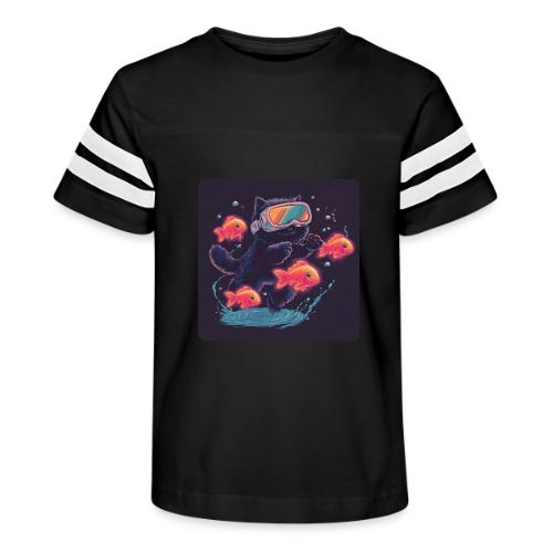 Cyber Cat Splash - Kid's Football Tee