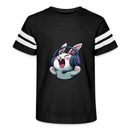 Gamer Bunny Headset Cartoon Design - Kid's Football Tee