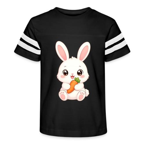 Cute Bunny Rabbit Holding Carrot – Kawaii Easter - Kid's Football Tee