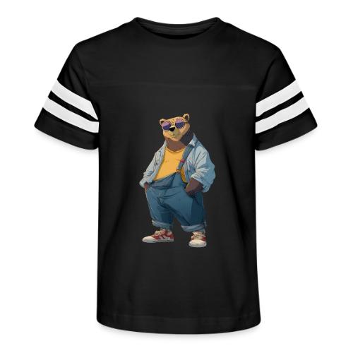 Fashion Streetwear Bear Cartoon Art - Kid's Football Tee