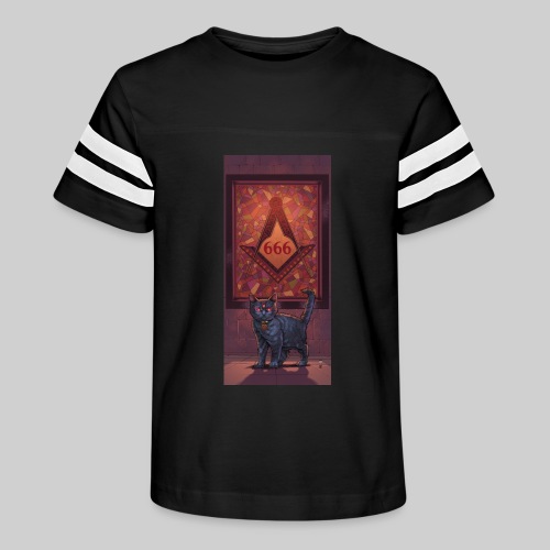 666 Three Eyed Satanic Kitten with Stained Glass - Kid's Vintage Sports T-Shirt