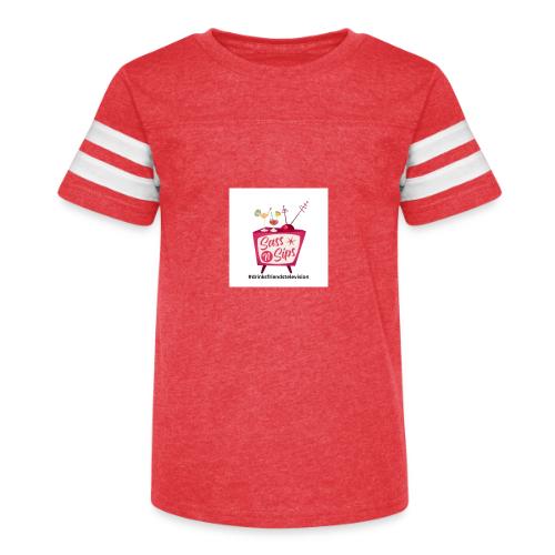 sassnsips com drinksfriendstelevision - Kid's Football Tee