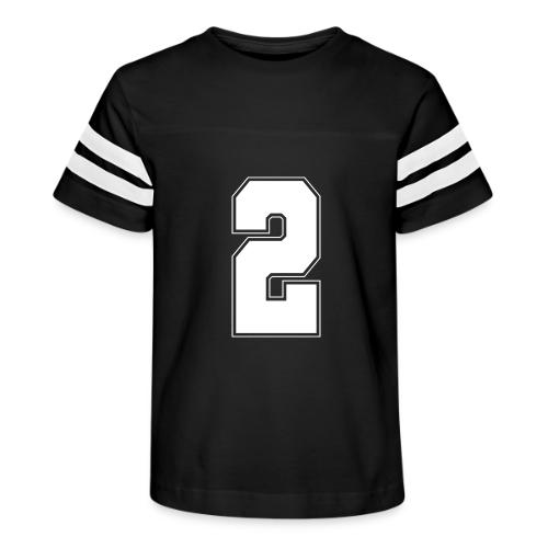 White Number 2 – Varsity Font - Kid's Football Tee