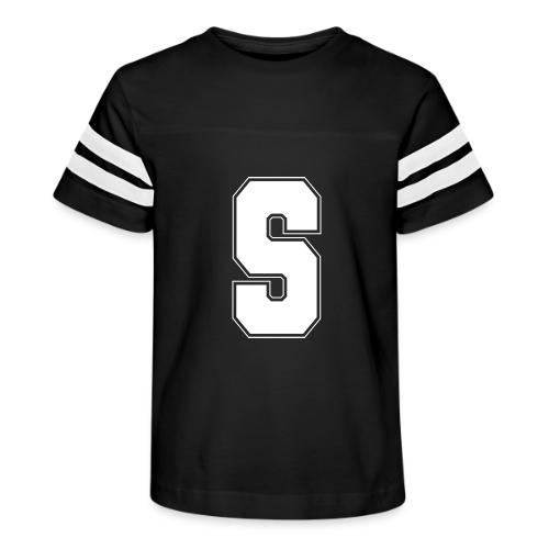 White Letter S – Varsity Alphabet Monogram - Kid's Football Tee