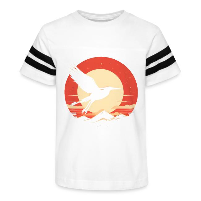 Majestic Crane Soaring Against Rising Sun