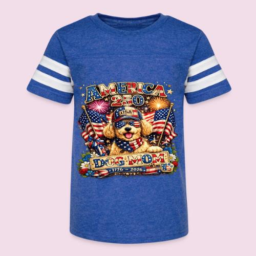 America 250 Dog Mom Patriotic Goldendoodle Shirt - Kid's Football Tee