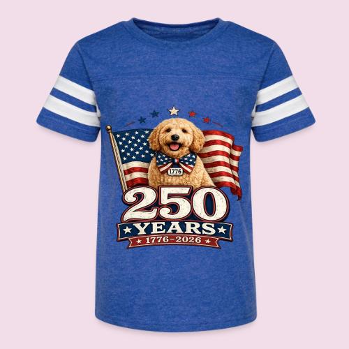 America 250 Dog Mom Goldendoodle - Kid's Football Tee