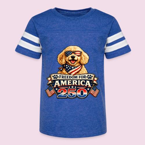 Freedom For America 250 Patriotic Goldendoodle - Kid's Football Tee