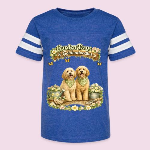 Garden Days & Goldendoodles Cozy Dog Lovers Design - Kid's Football Tee