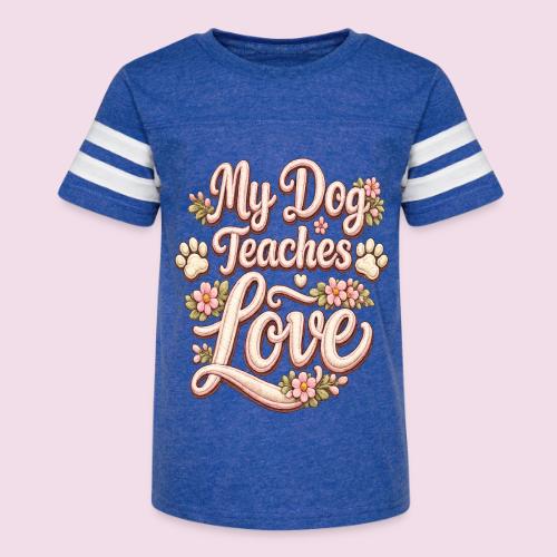 My Dog Teaches Love Faux Embroidery Style - Kid's Football Tee