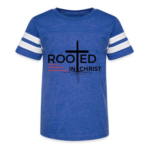 Rooted in Christ - Colossians 2:7 - Kid's Football Tee