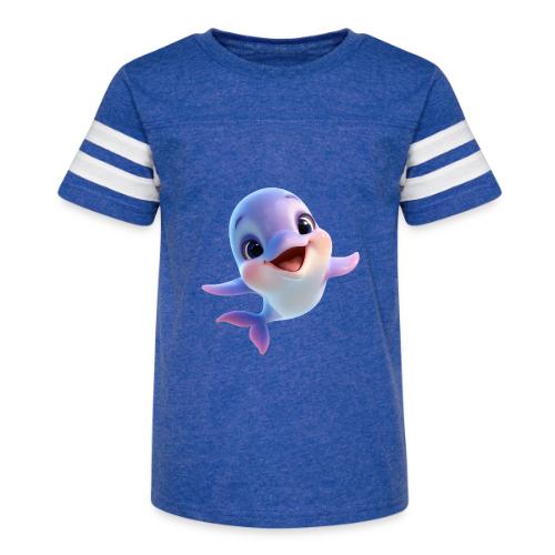 Purple-White Smiling Baby Dolphin - Kid's Football Tee