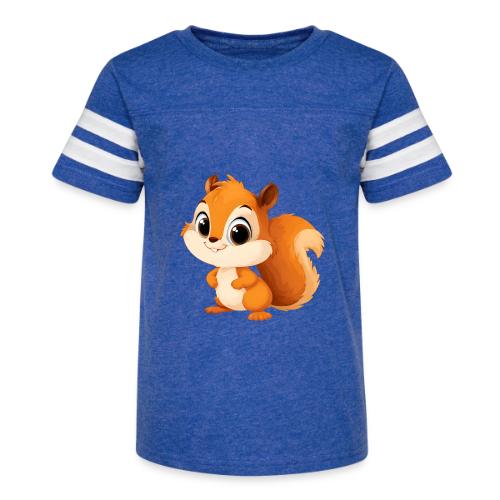 Playful Cartoon Squirrel with Big Innocent Eyes - Kid's Football Tee