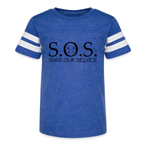 SOS Black on Black - Kid's Vintage Sports T-Shirt