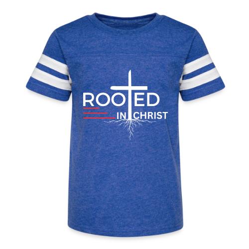 Rooted in Christ (white) - Colossians 2:7 - Kid's Football Tee